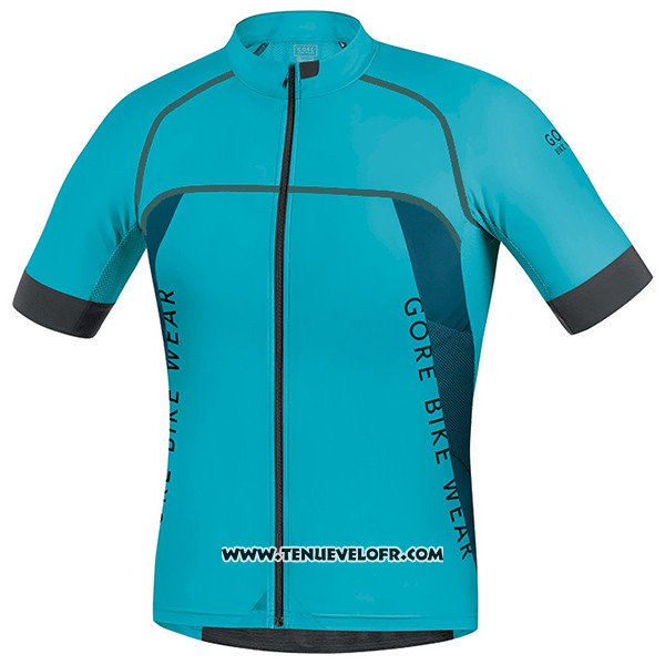 2017 Maillot Ciclismo Gore Bike Wear Power Alp-x pro Bleu Manches Courtes et Cuissard